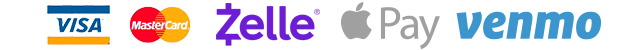logos for Visa-Mastercard,PayPal, Venmo, Apple Pay